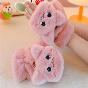 Cute Clamshell Warm And Velvet Padded Gloves
