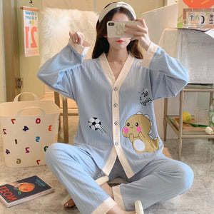 Pajamas Women's Long-sleeved Spring And Autumn Thin Section Net Red Cotton Cute