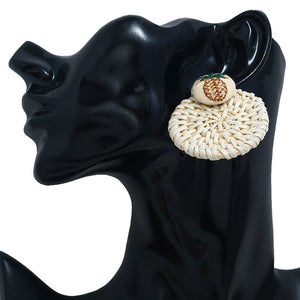 Rattan round earrings