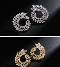 Load image into Gallery viewer, New willow-shaped earrings Micro-inlaid AAA zircon Simple fashion ladies earrings earrings
