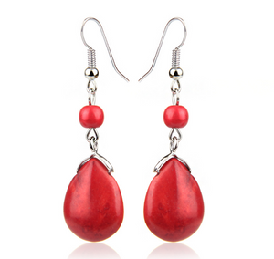 Ethnic retro simple drop water turquoise earrings hot featured texture stone earrings earrings cheap earrings