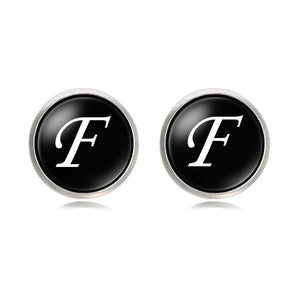 Letter Time Gem French Cufflinks Silver Men's Shirt Cufflinks