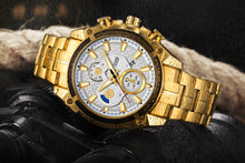 Load image into Gallery viewer, men&#39;&#39;s watch fake three eyes luminous men&#39;&#39;s watch fashion casual steel band waterproof watch t504g
