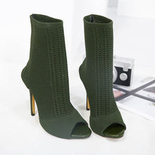 Load image into Gallery viewer, Open-toe knit stiletto heels
