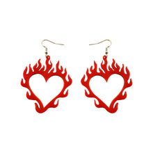 Load image into Gallery viewer, Love Earrings Flame Peach Heart Personality Earrings Retro Punk Earrings
