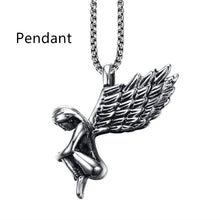 Load image into Gallery viewer, 36MM Titanium Steel Angel Pendant Necklace
