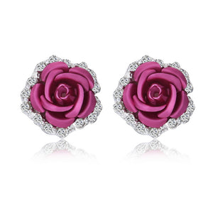 Earrings Source Wholesale Rose Flower Ear Clip Earrings