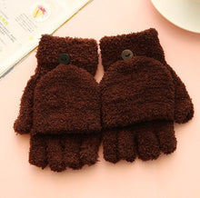 Load image into Gallery viewer, Ladies fleece flip fingerless gloves
