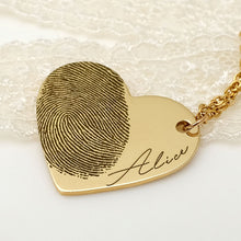 Load image into Gallery viewer, Personalized Fingerprint Necklace Custom Heart Necklace Name Necklace Memorial Gift Christmas Gift Valentines Day Gift
