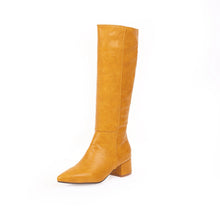 Load image into Gallery viewer, Serpentine pointed thick heel high boot
