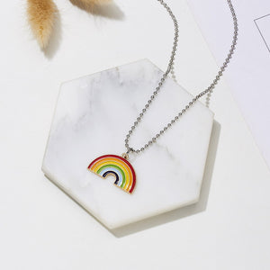 Clouds round bead chain rainbow necklace