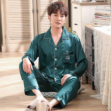 Load image into Gallery viewer, Couple pajamas women spring silk long-sleeved pajamas
