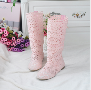 Breathable versatile net boots flat high-top women's shoes casual England Martin boots student knit boots