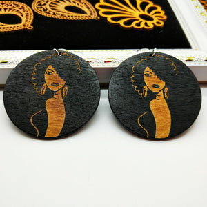 geometric African black round earrings