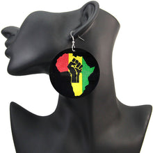 Load image into Gallery viewer, Fashion wooden printed earrings fist earrings
