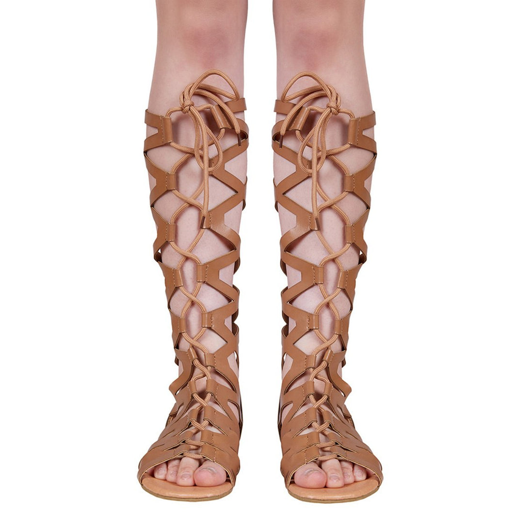 Rome size code cool boots flat cross straps boots high tube hollow strap