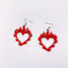 Load image into Gallery viewer, Love Earrings Flame Peach Heart Personality Earrings Retro Punk Earrings
