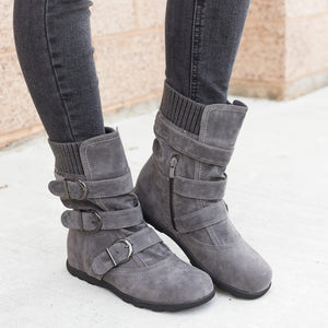 Flat large size short boots women thick cotton boots