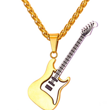 Load image into Gallery viewer, Explosive guitar stainless steel pick necklace Necklace rock guitar titanium steel necklace
