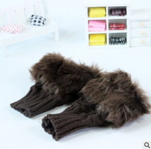Load image into Gallery viewer, Autumn and winter warm thickening ladies gloves Korean rabbit hair cute half finger gloves wool knit gloves

