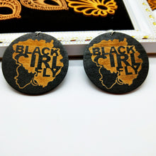Load image into Gallery viewer, geometric African black round earrings
