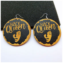 Load image into Gallery viewer, geometric African black round earrings
