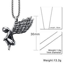 Load image into Gallery viewer, 36MM Titanium Steel Angel Pendant Necklace
