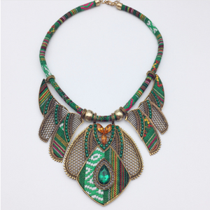 Ethnic Style Necklace Colorful Braided Rope Diamond Necklace