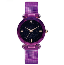Load image into Gallery viewer, Morden women watches with the same star female magnet watch stainless steel mesh strap with starry sky dial watches
