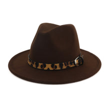Load image into Gallery viewer, Fedora hat leopard print hat
