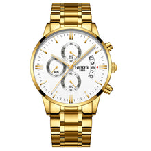 Load image into Gallery viewer, Men Watch Chronograph Sport Mens Watches Top Brand Luxury Waterproof Full Steel Quartz Gold Clock Men Relogio Masculino
