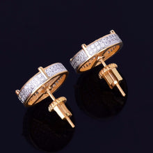 Load image into Gallery viewer, Copper inlaid zircon Round Earrings
