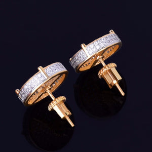 Copper inlaid zircon Round Earrings