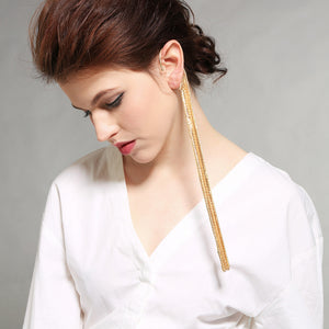 Women's exaggerated long tassel earrings