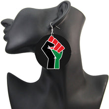 Load image into Gallery viewer, Fashion wooden printed earrings fist earrings
