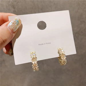 S925 Silver Needle Clover Shell Earrings
