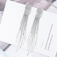 Load image into Gallery viewer, Long crystal earrings tassel earrings
