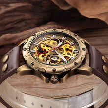 Load image into Gallery viewer, Mens Skeleton Steampunk Automatic Mechanical Watch
