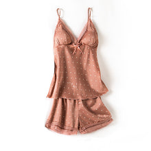 Load image into Gallery viewer, Print Dot Lady Nightwear Satin 4PCS Pajamas Set For Women
