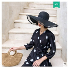 Load image into Gallery viewer, Straw Hat Lady Fashion Woven Organza Sunshade Hat
