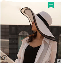 Load image into Gallery viewer, Straw Hat Lady Fashion Woven Organza Sunshade Hat
