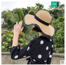 Load image into Gallery viewer, Straw Hat Lady Fashion Woven Organza Sunshade Hat
