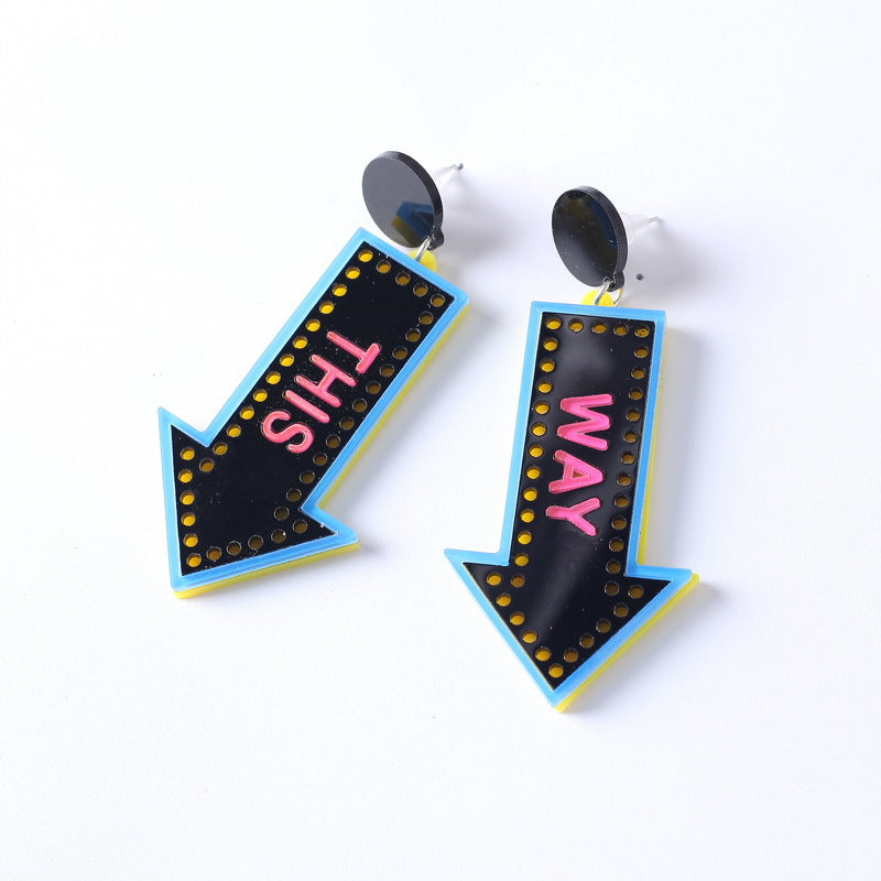 Japanese and Korean Letter Arrow Personalized Earrings Earrings  Ear Clips
