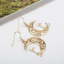 Load image into Gallery viewer, Empty Moon Cat Dripping Earrings Earrings Female Cartoon Animal Earrings
