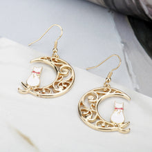 Load image into Gallery viewer, Empty Moon Cat Dripping Earrings Earrings Female Cartoon Animal Earrings
