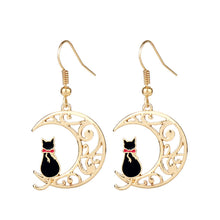 Load image into Gallery viewer, Empty Moon Cat Dripping Earrings Earrings Female Cartoon Animal Earrings
