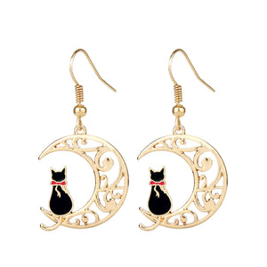 Empty Moon Cat Dripping Earrings Earrings Female Cartoon Animal Earrings