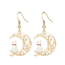 Load image into Gallery viewer, Empty Moon Cat Dripping Earrings Earrings Female Cartoon Animal Earrings
