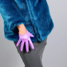 Load image into Gallery viewer, Elbow Faux Leather Lavender Gloves
