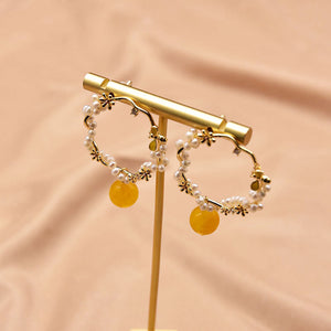 Topaz Earrings Simple And Versatile Natural Pearl Earrings